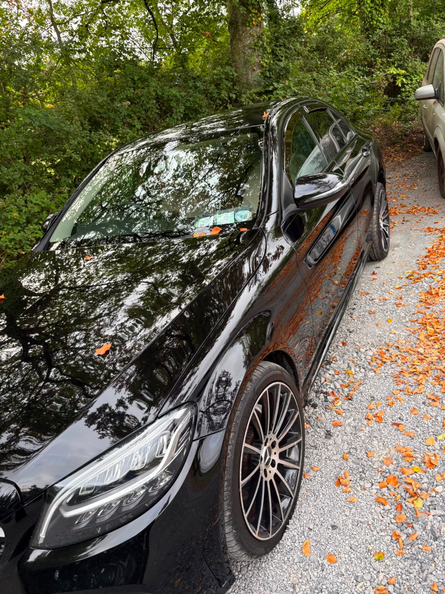 Freshly detailed black Mercedes with mirror-gloss paintwork